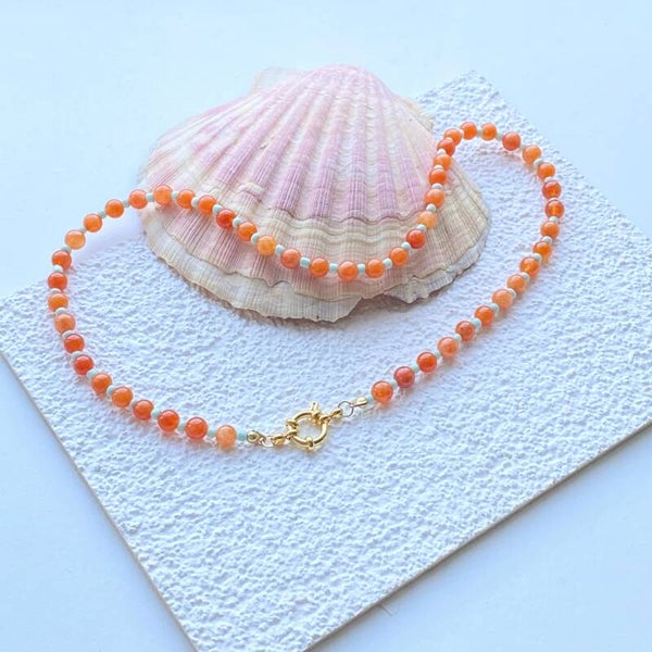 Riptide Necklace Rust Mint
