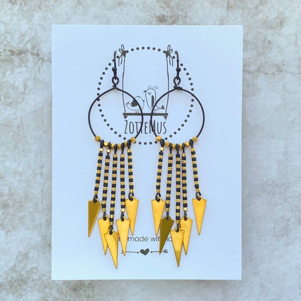 Rebel Hoop Dangles Black Gold