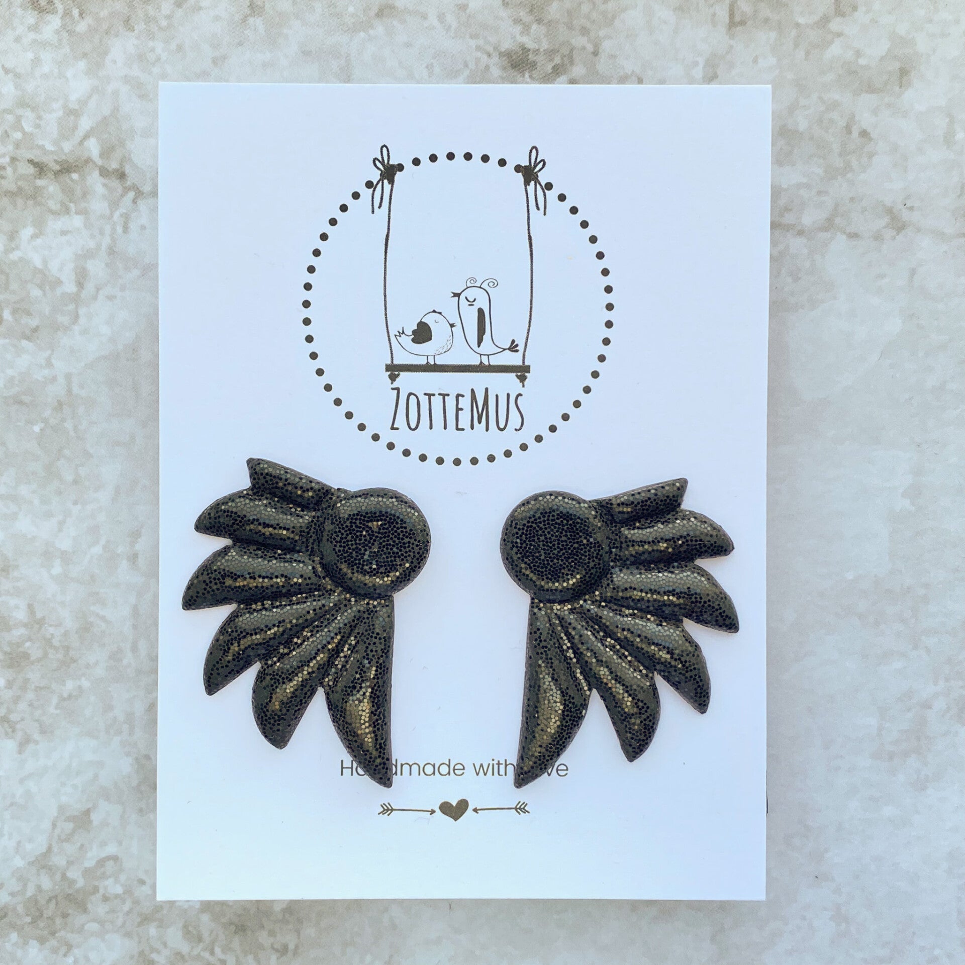 Rebel Large Stud Wide Wings Glitter