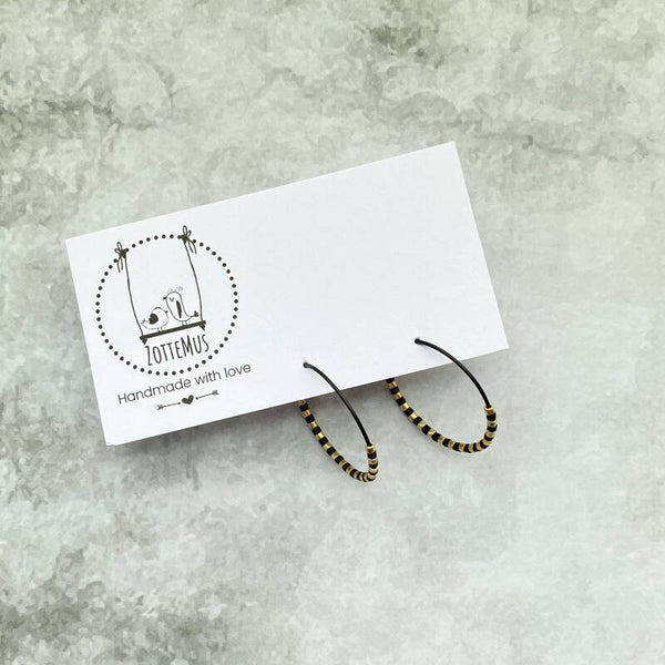 Rebel Hoop Mini Pearls Black Gold