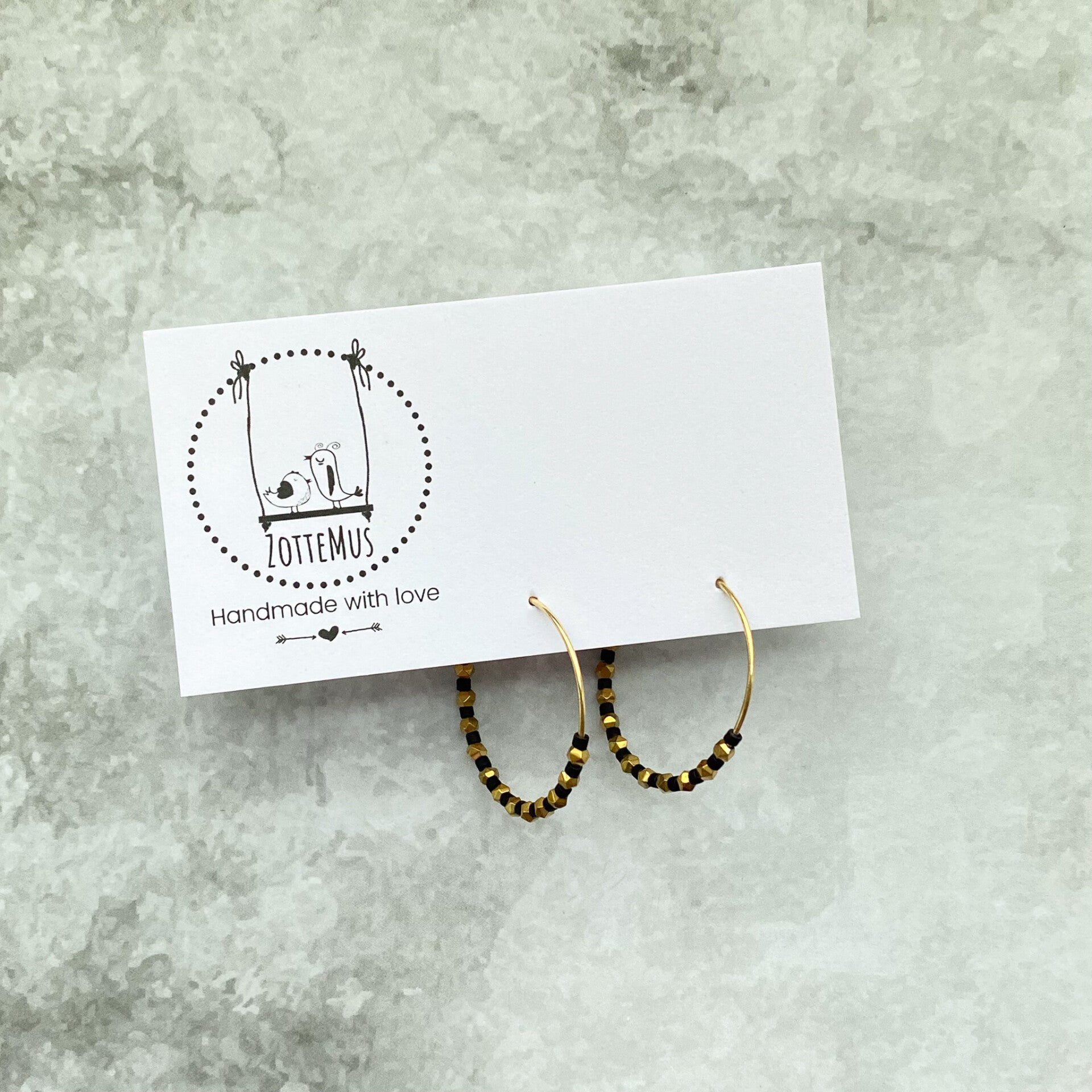 Rebel Hoop Gold Small Black Pearls