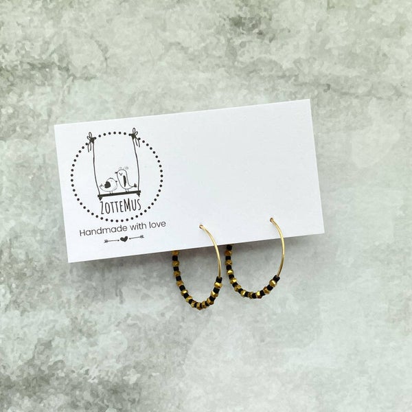 Rebel Hoop Gold Small Black Pearls
