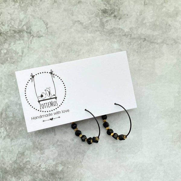 Rebel Hoop Black Pearls