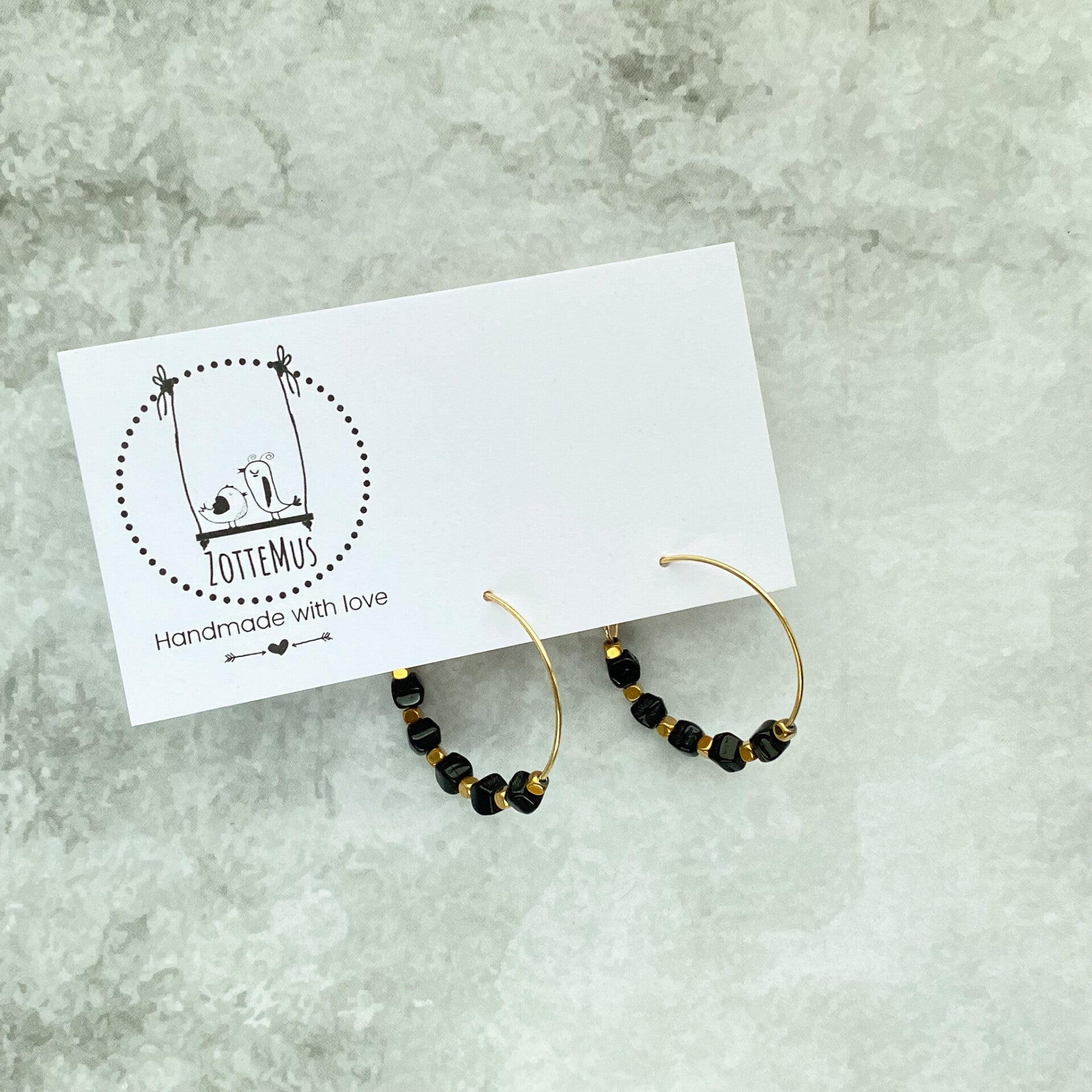 Rebel Hoop Gold Black Pearls