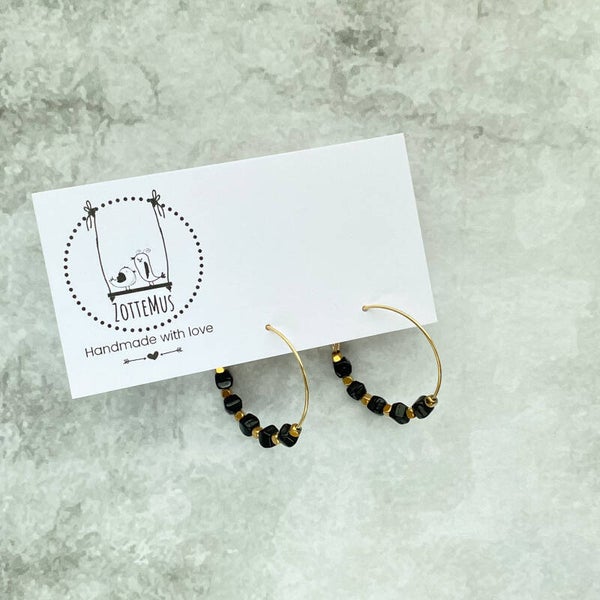 Rebel Hoop Gold Black Pearls