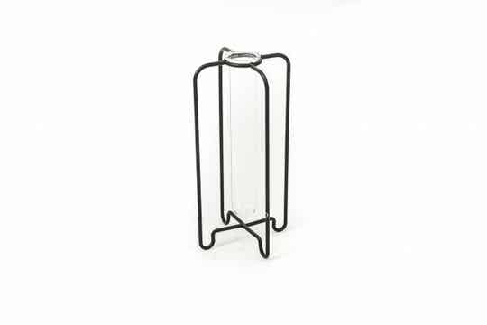 Vaasje in metalen houder | zwart