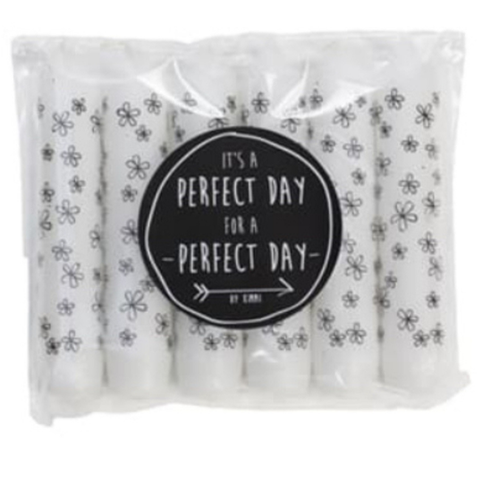 Dinerkaarsjes | Wit met zwarte opdruk