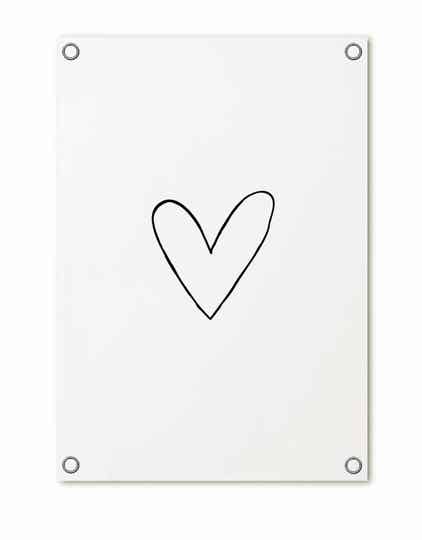 Tuinposter | Wit met zwart hart
