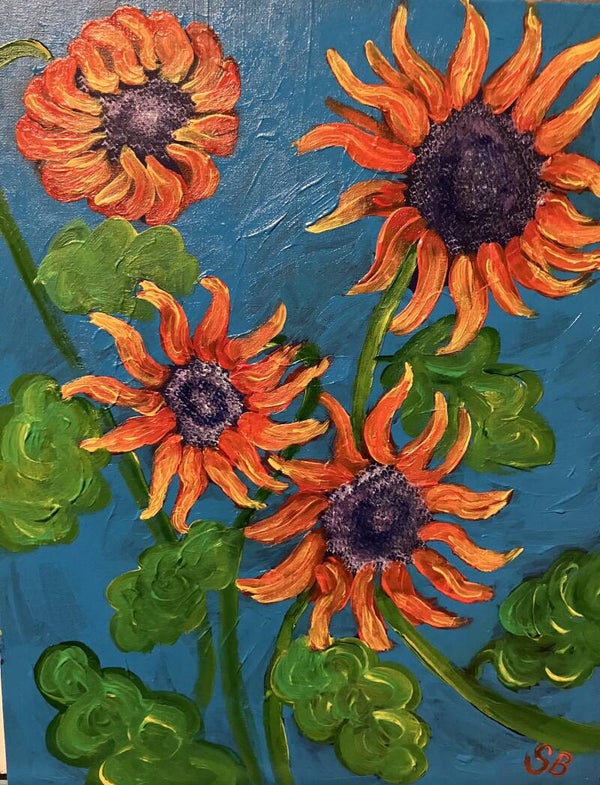 Sunflowers on Blue