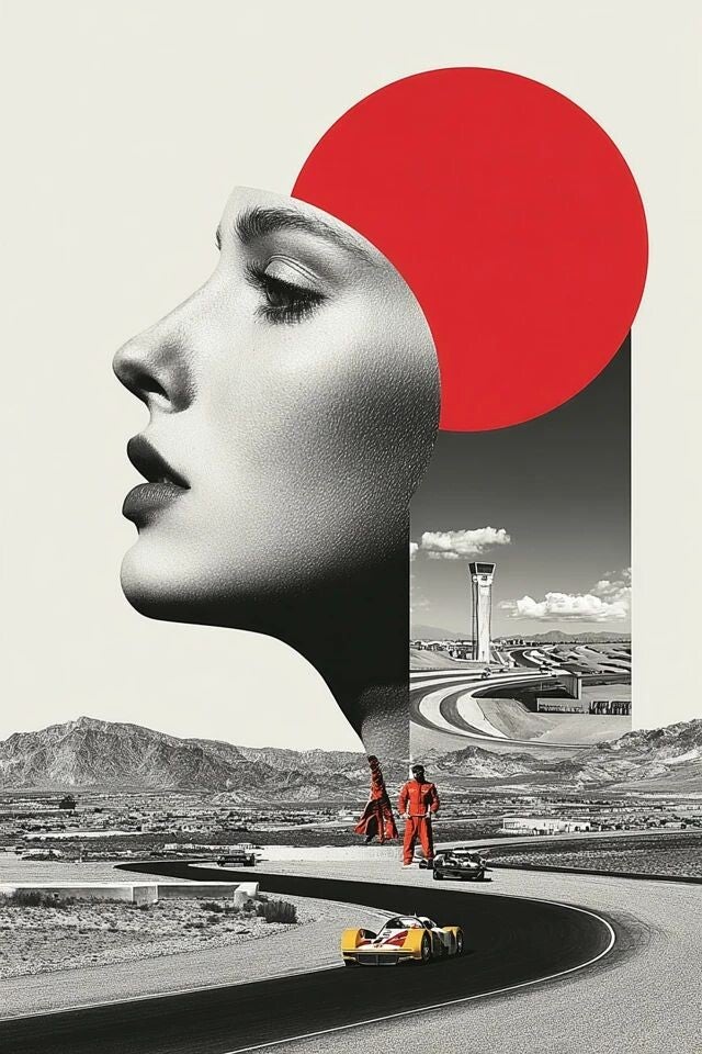 Affiche Collage Rétro & Course Automobile | Poster Art Graphique & Décoration Murale