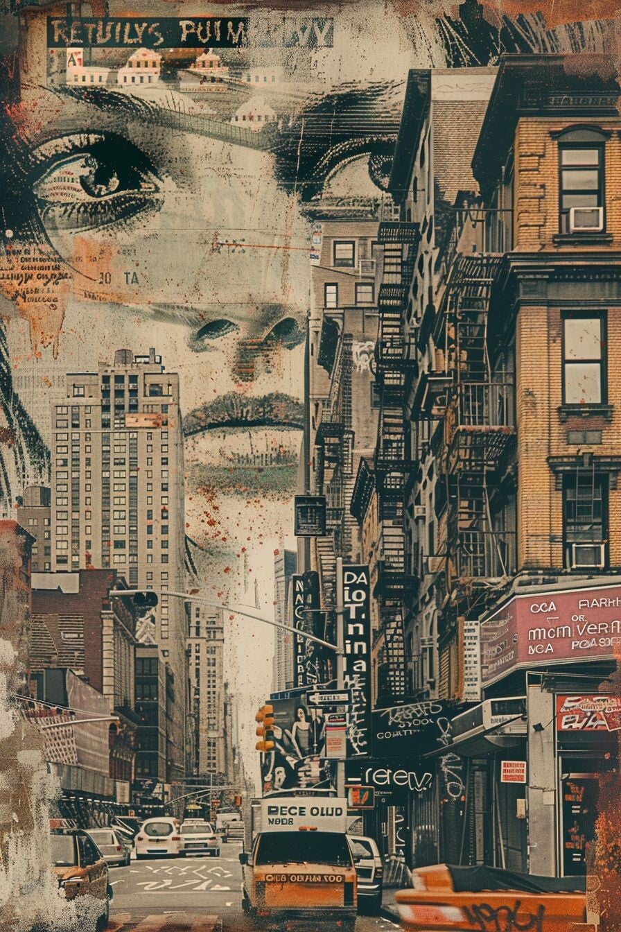 Affiche Collage Urbain New York | Poster Street Art & Décoration Murale