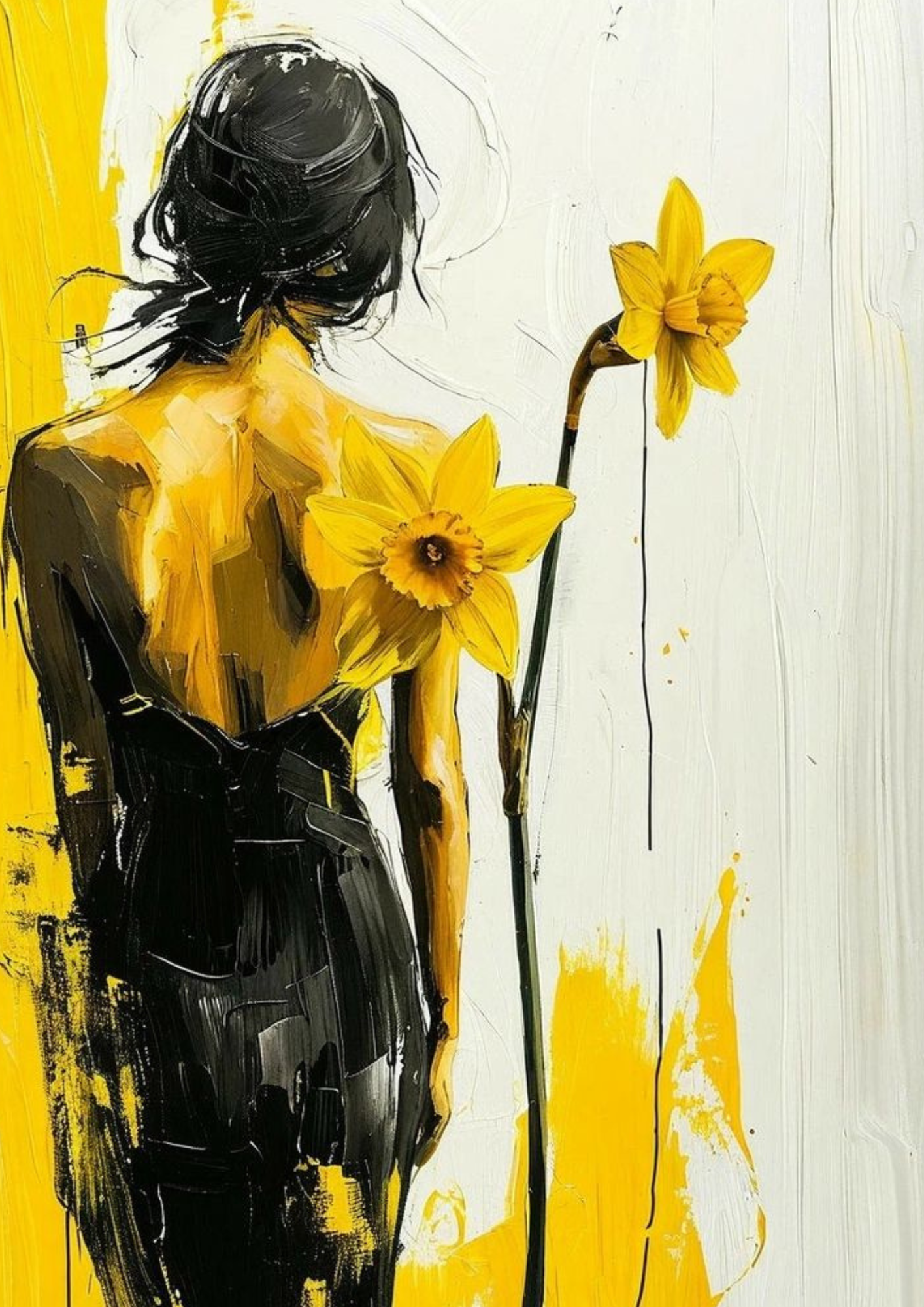 Affiche Peinture Noire et Jaune | Poster Art Contemporain & Décoration Murale