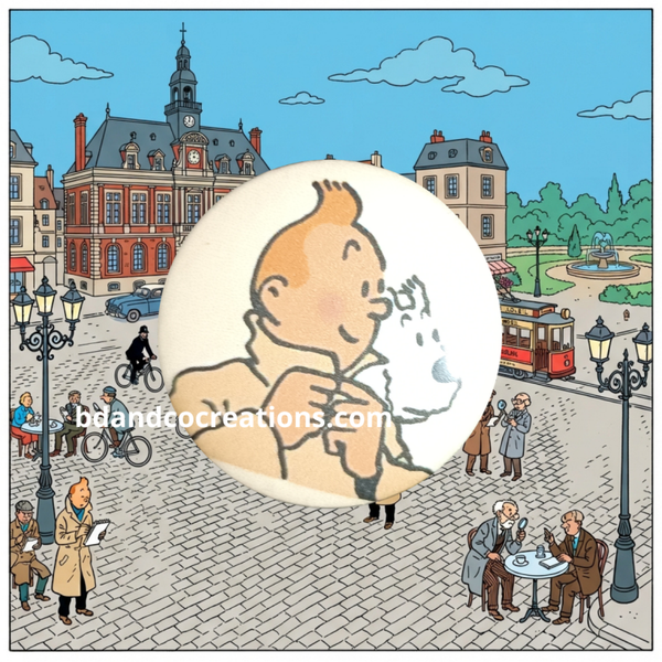 Badges Les Aventures de Tintin faits main 🌟 Goodies & Merch Bande Dessinée (32 mm)