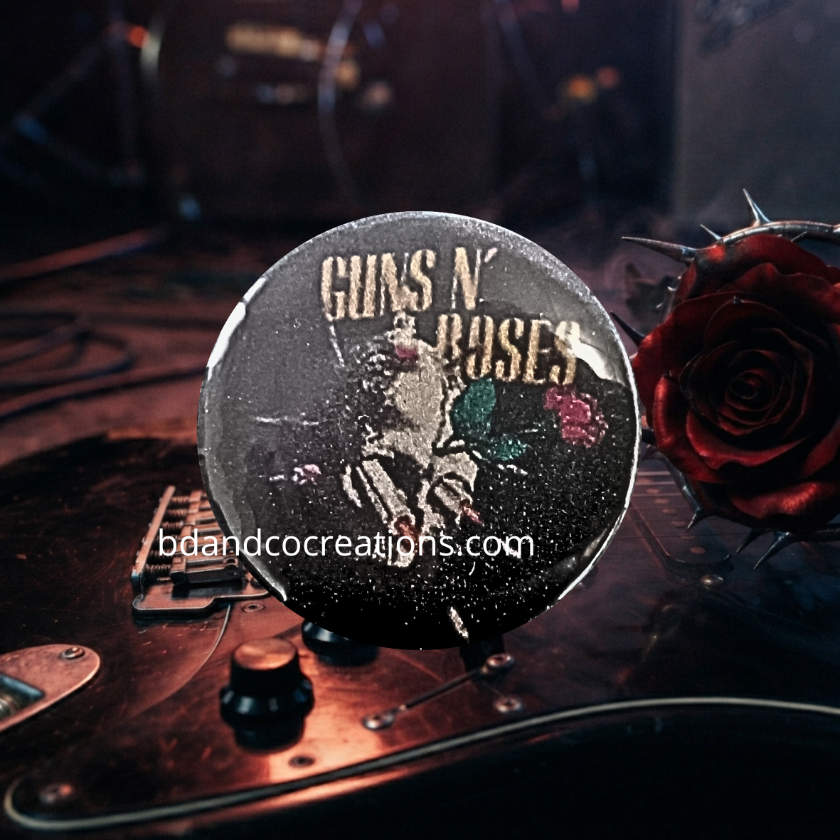 Badges Guns N' Roses faits main 🌟 Goodies & Merch Hard Rock (32 mm)