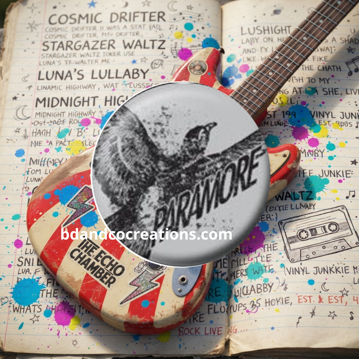 Badges Paramore faits main 🌟 Goodies & Merch Pop-Punk / Rock Alternatif (32 mm)