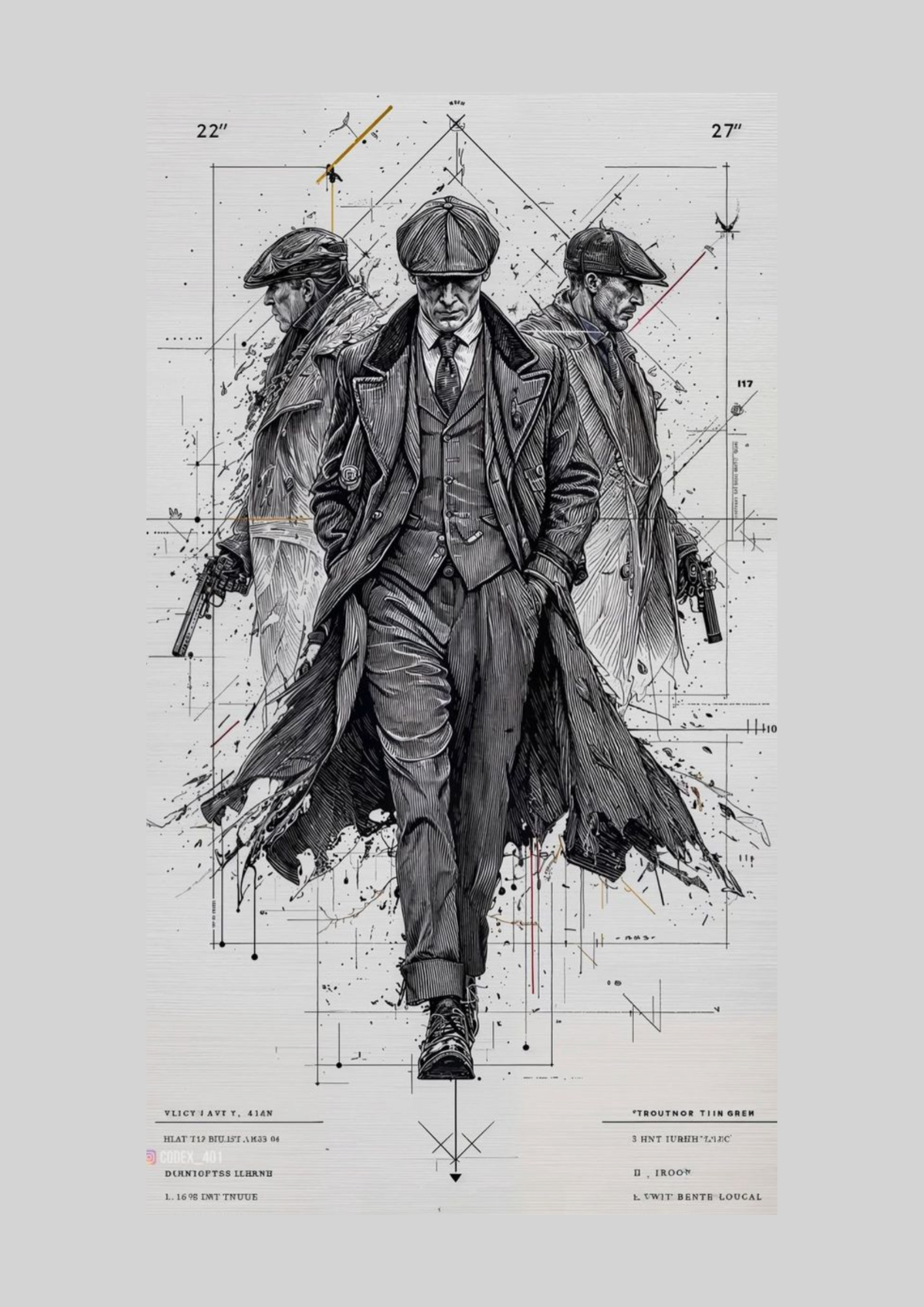 Affiche Peaky Blinders Blueprint | Poster Gangster & Décoration Murale Style Croquis