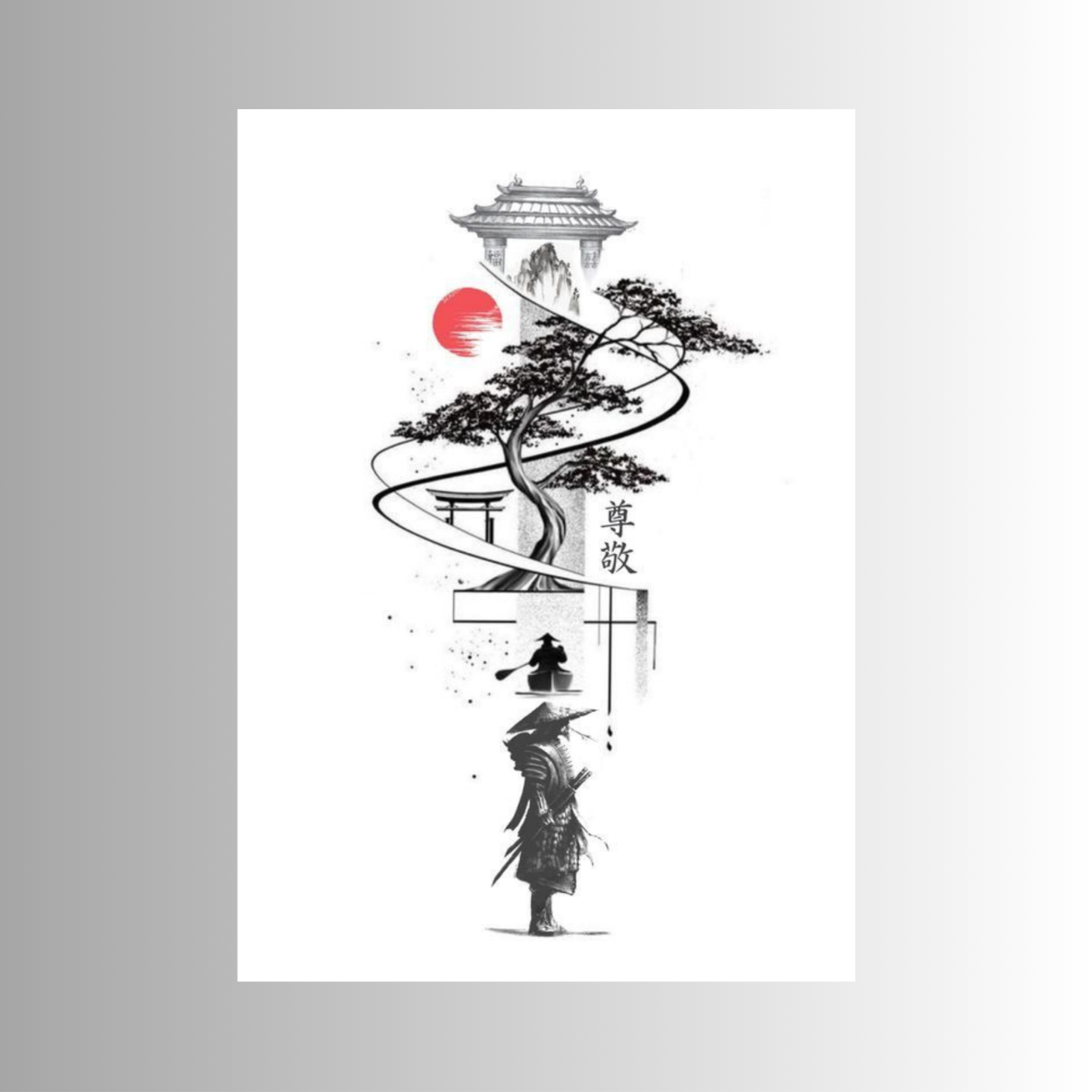 Affiche Samouraï & Bonsaï | Poster Art Japonais & Décoration Murale