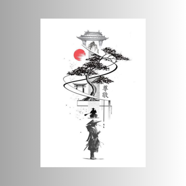 Affiche Samouraï & Bonsaï | Poster Art Japonais & Décoration Murale