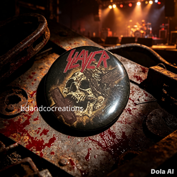 🤘 Badges Slayer — La légende du Thrash Metal en format 32 mm !