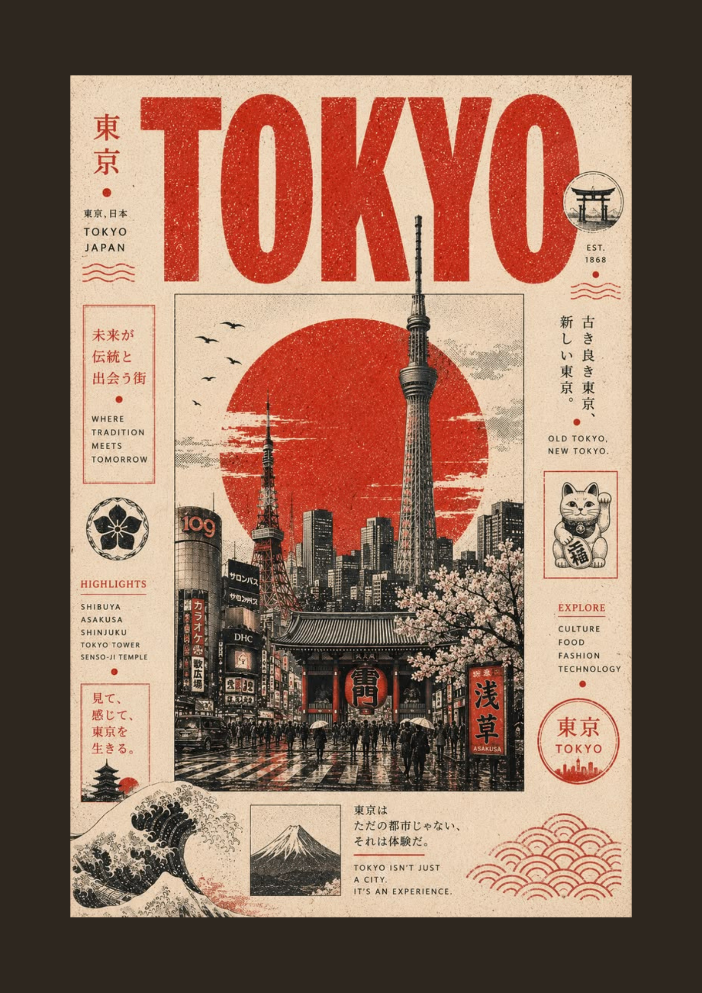 Affiche Tokyo Vintage & Street Art | Poster Illustration Japonaise & Décoration Murale