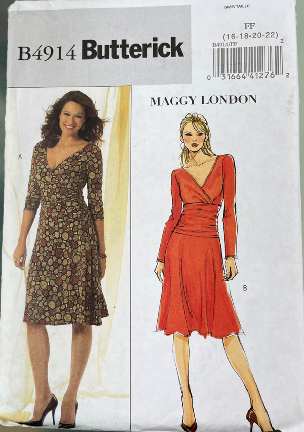 Butterick B4914 (16 t/m 22) 42 t/m 48 Maggie London designerjurk