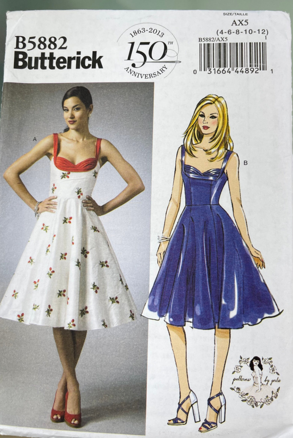Butterick B5882 (4-12) 30 t/m 38 Jurk in 50s stijl