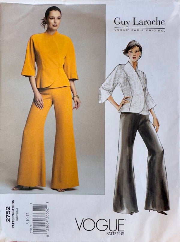 Vogue 2752 – Naaipatroon voor getailleerd jasje en wijdvallende broek (Guy Laroche) 34-46