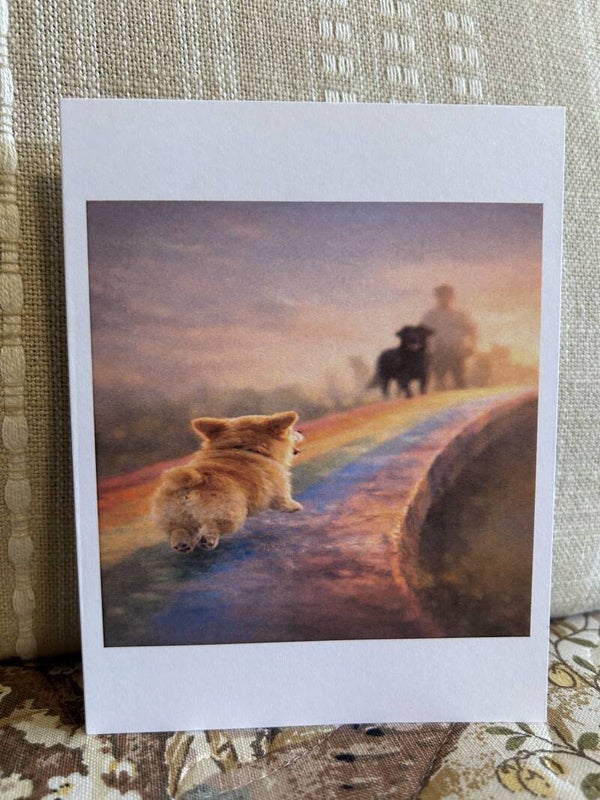 Greeting card: Frodo crossing Rainbow Bridge