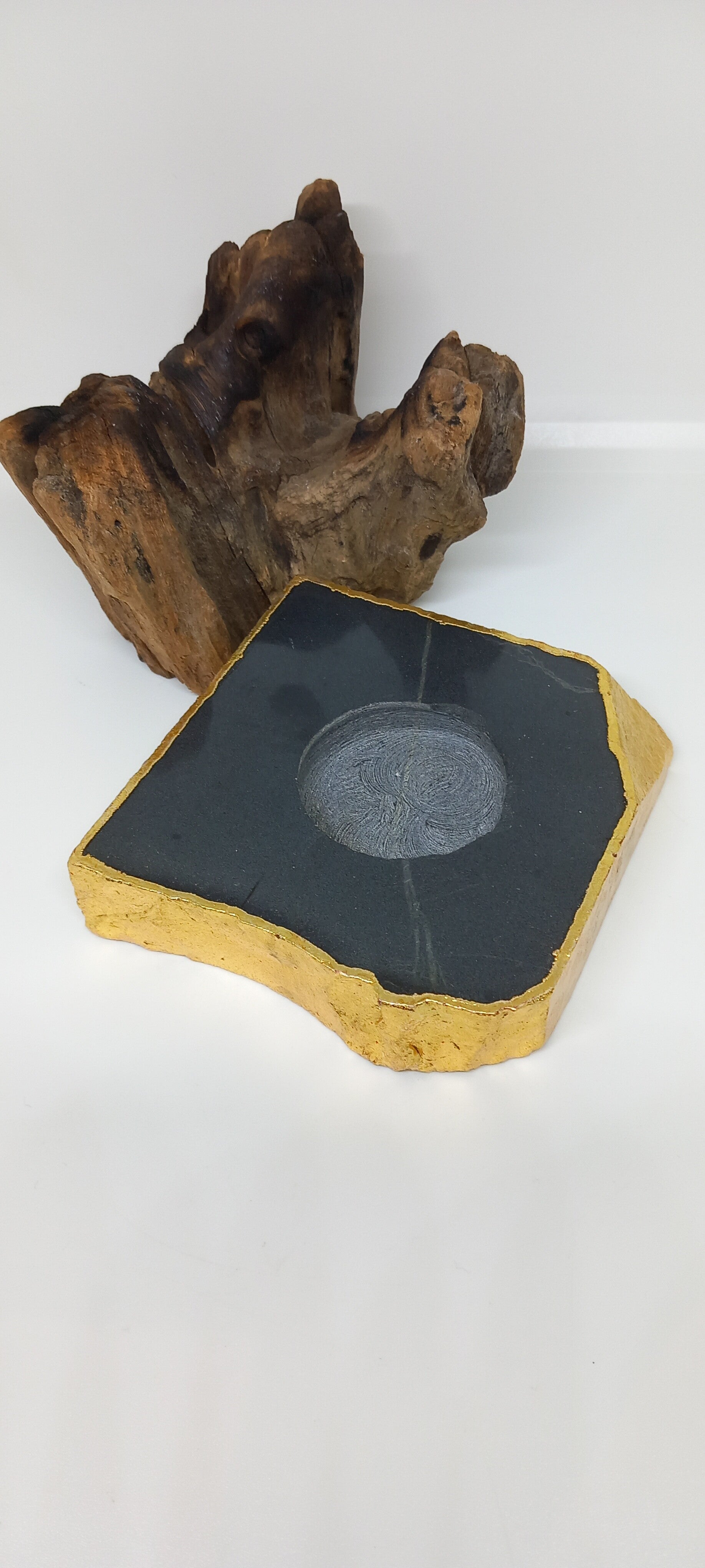 Zwarte Obsidiaan met bladgoud