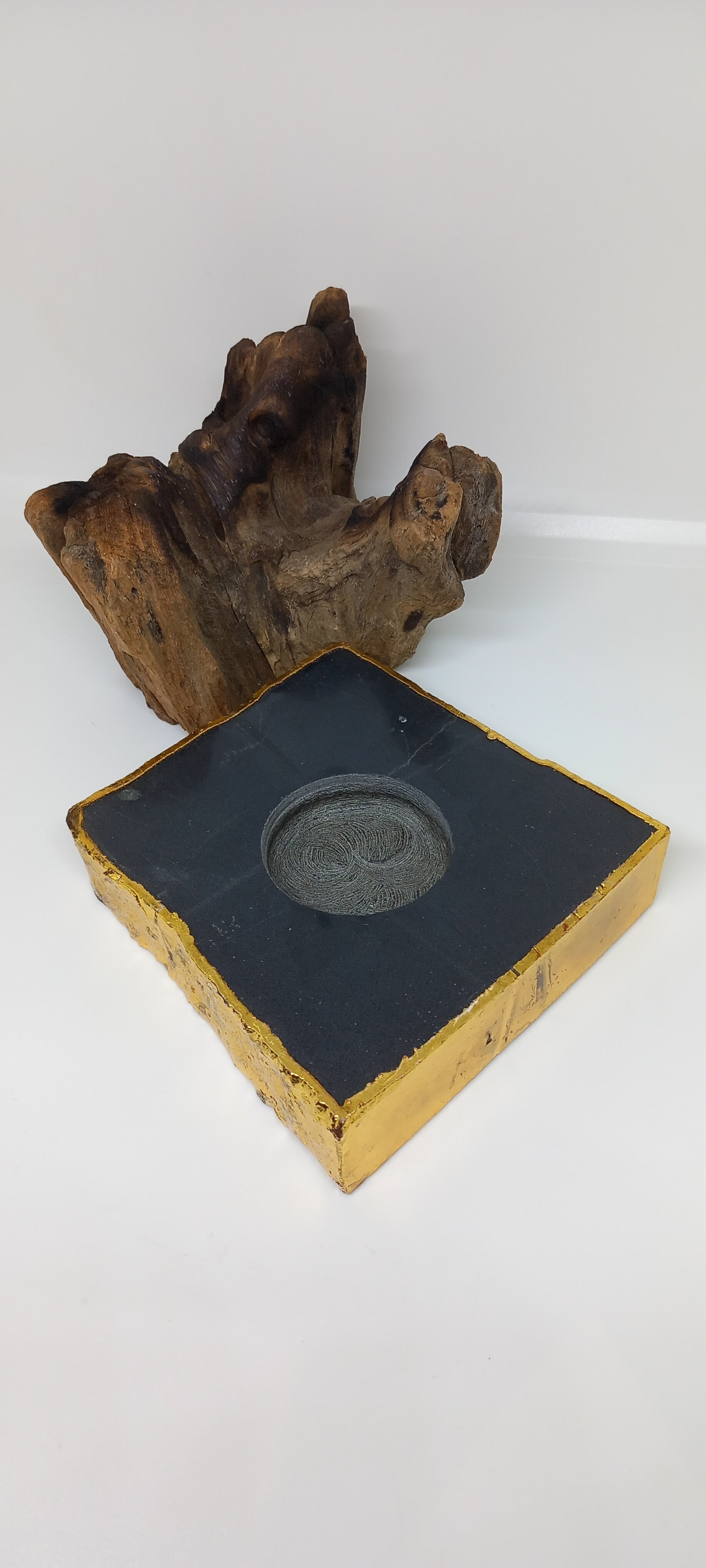 Zwarte Obsidiaan met bladgoud