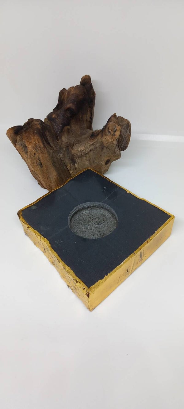 Zwarte Obsidiaan met bladgoud