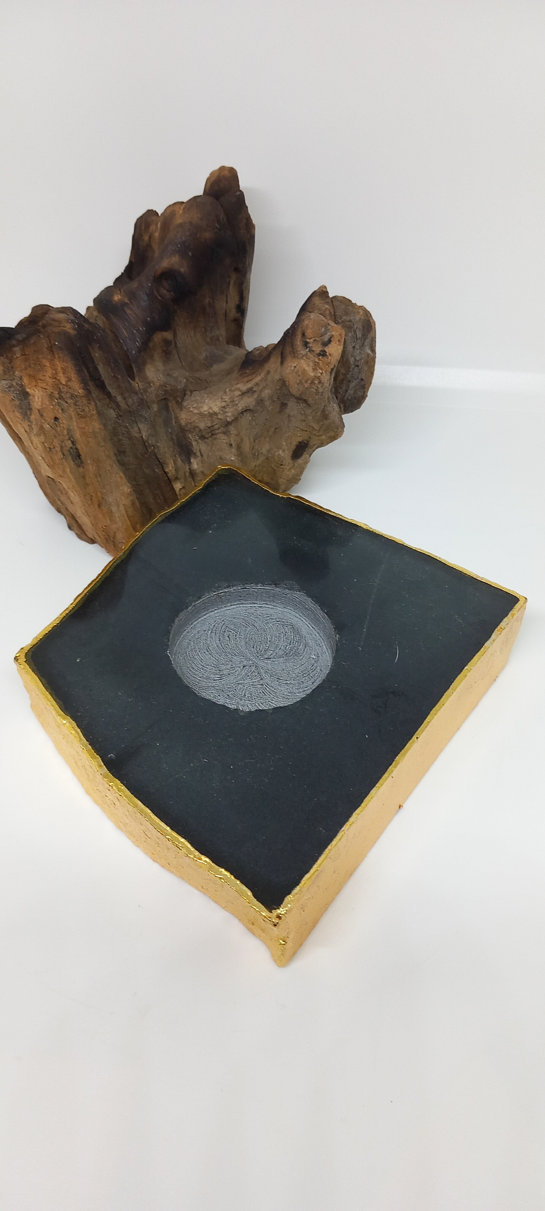 Zwarte Obsidiaan met bladgoud