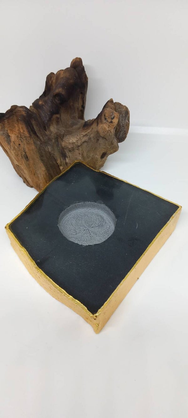 Zwarte Obsidiaan met bladgoud
