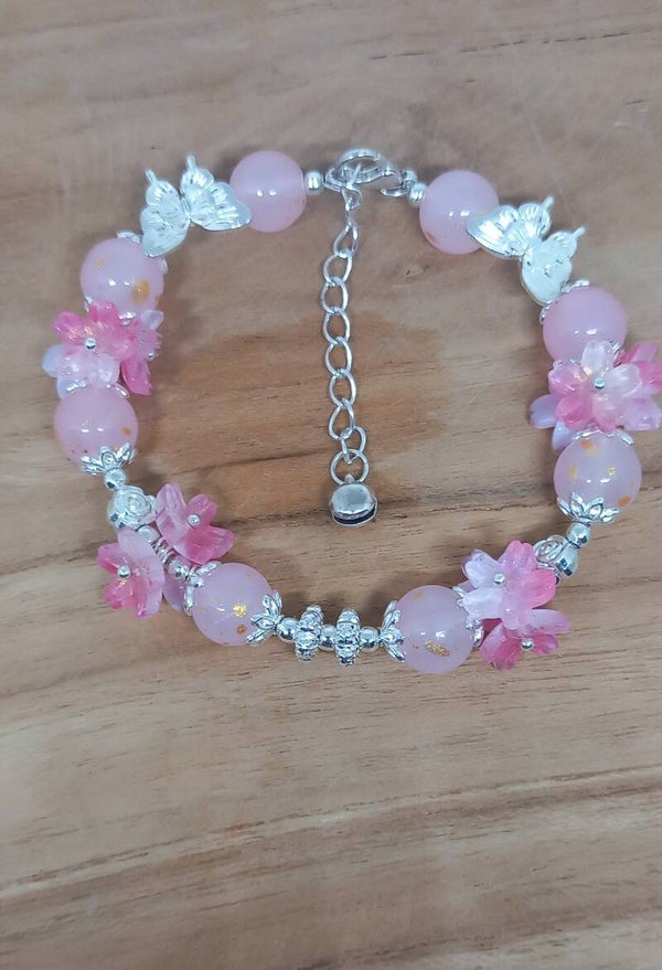Roze, bloemen, vlinder