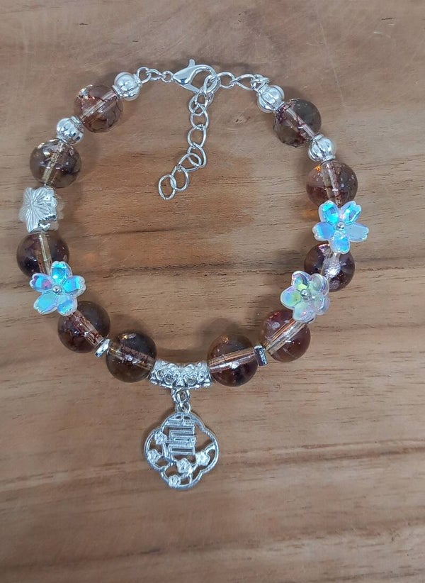 Bruin, doorschijnend, bloemen, bedel