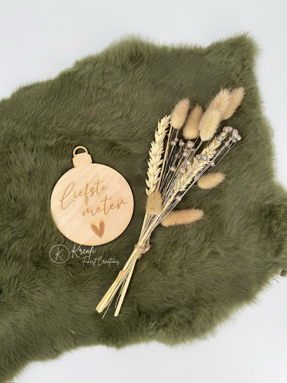 Houten kerstbal liefste meter/peter