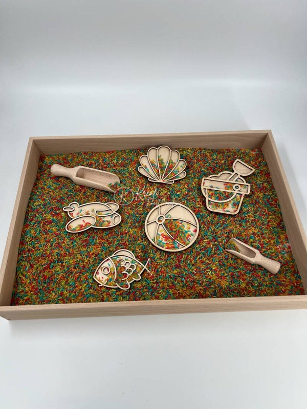 Sensory speelbak gevuld