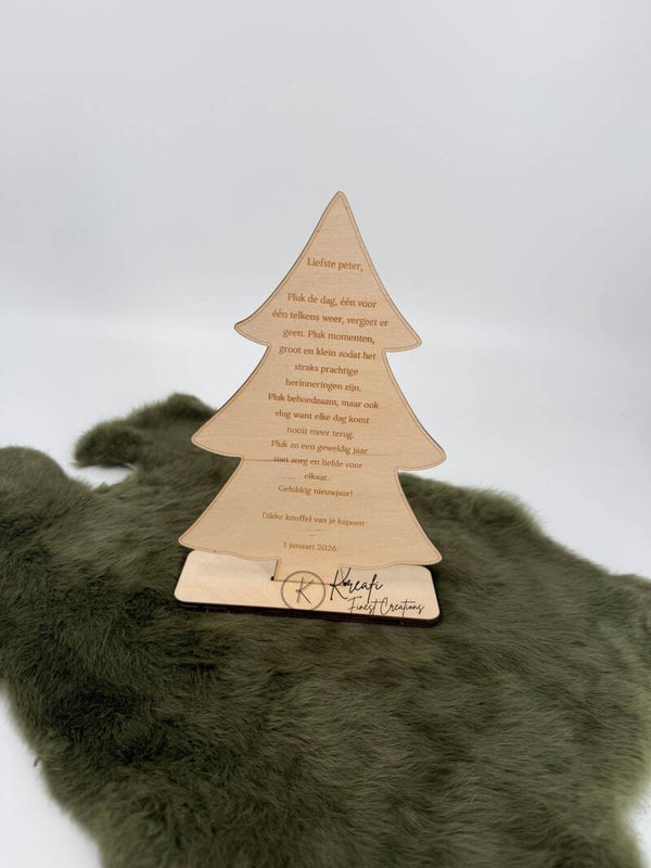 Houten nieuwjaarsbrief