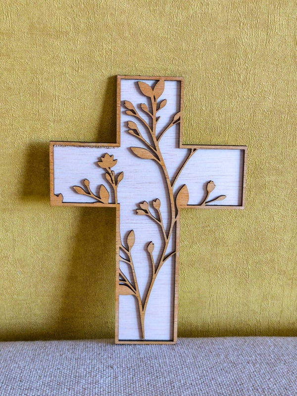 Houten kruis decoratie