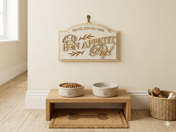 Luxe Houten Decoratiebordjes voor de Hondenvoerbak