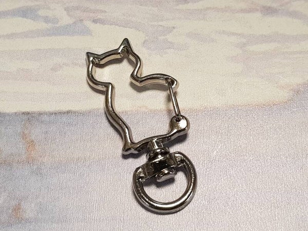 Sleutelhanger Cat zilverkleurig 4 cm