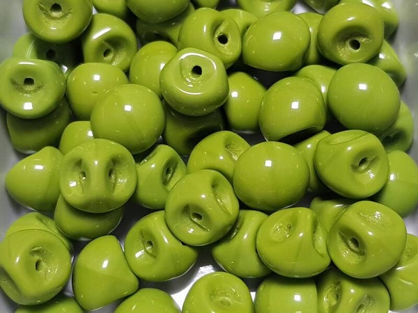 Mushroom button beads Opaque Olivine