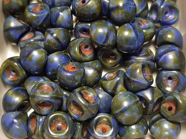 Mushroom button beads Cobalt - Picasso
