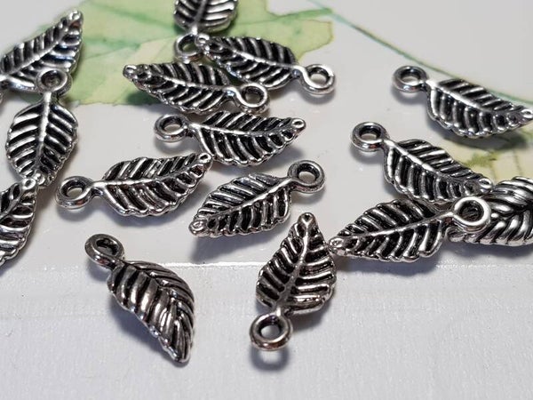 Charms, Leaves 7mm x 15mm ( per 6 pcs )