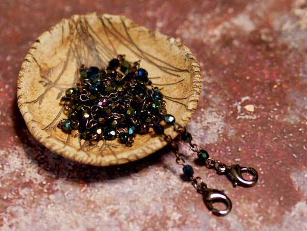 Afgewerkt mondmasker ketting met 4mm facetkralen Iris Groen