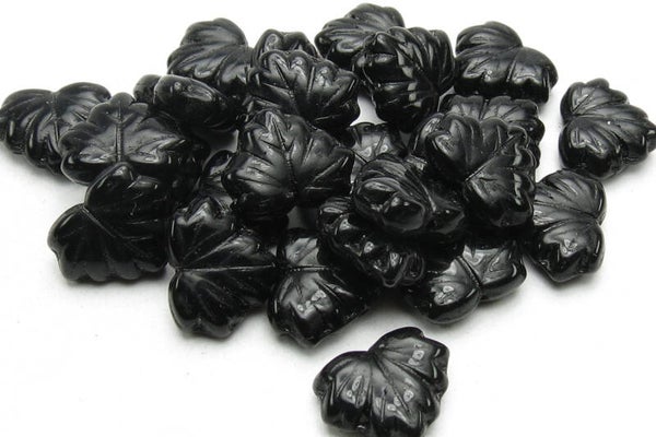 Glaskralen blaadje 10mm /25 st Black