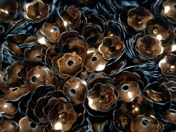 Pailletten bloemen 7mm/ 3gr Brons