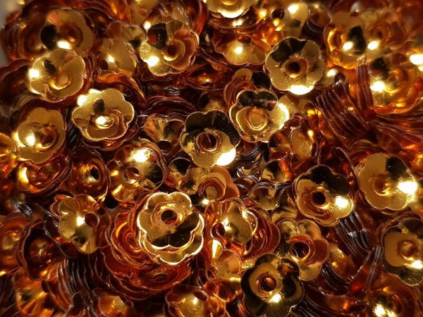 Pailletten bloemen 7mm/ 3gr Goud