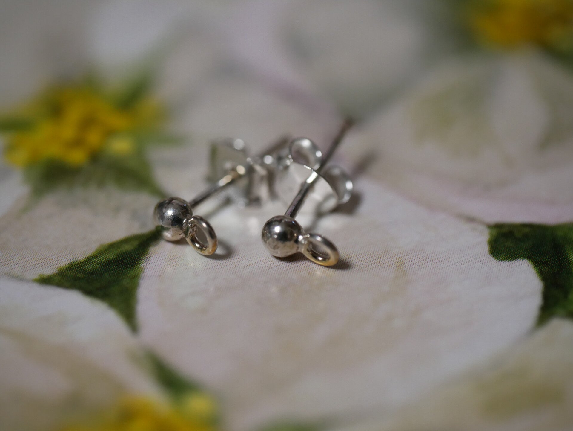 925 Sterling Silver 3mm Earring Ball Post With Loops/ Per pair