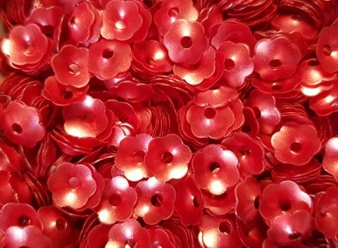 Pailletten bloemen 7mm 3gr Rood
